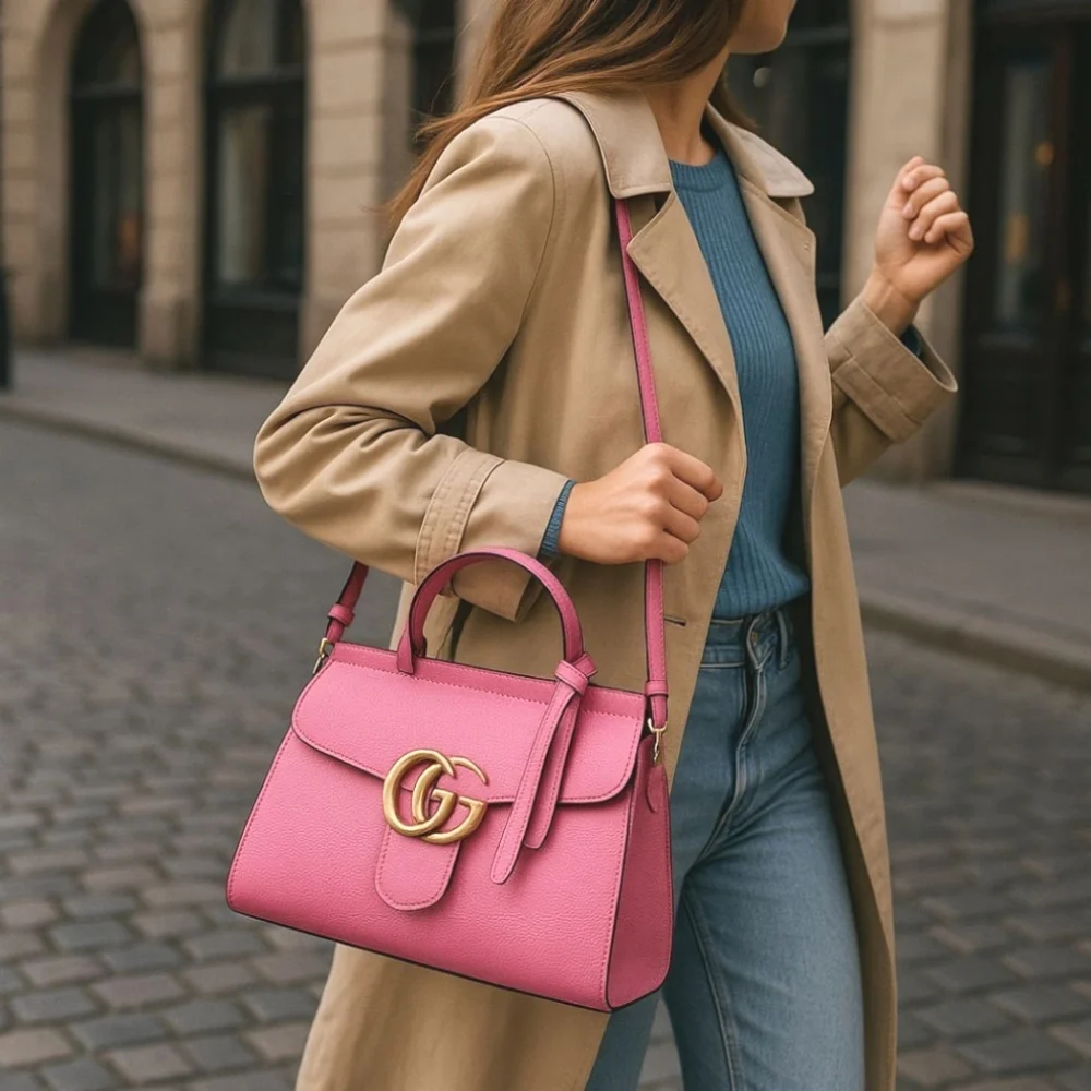 LIKE NEW Authentic GUCCI Bubblegum Pink Marmont Crossbody Bag - Picture 2 of 12